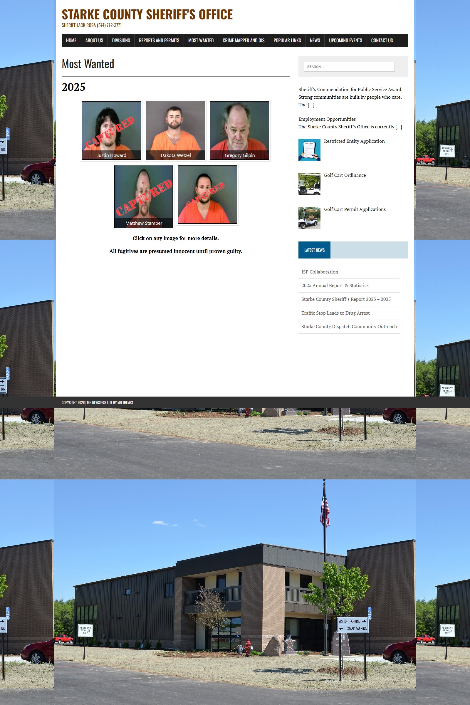 Starke County Most Wanted images are not a jail roster mugshot gallery
