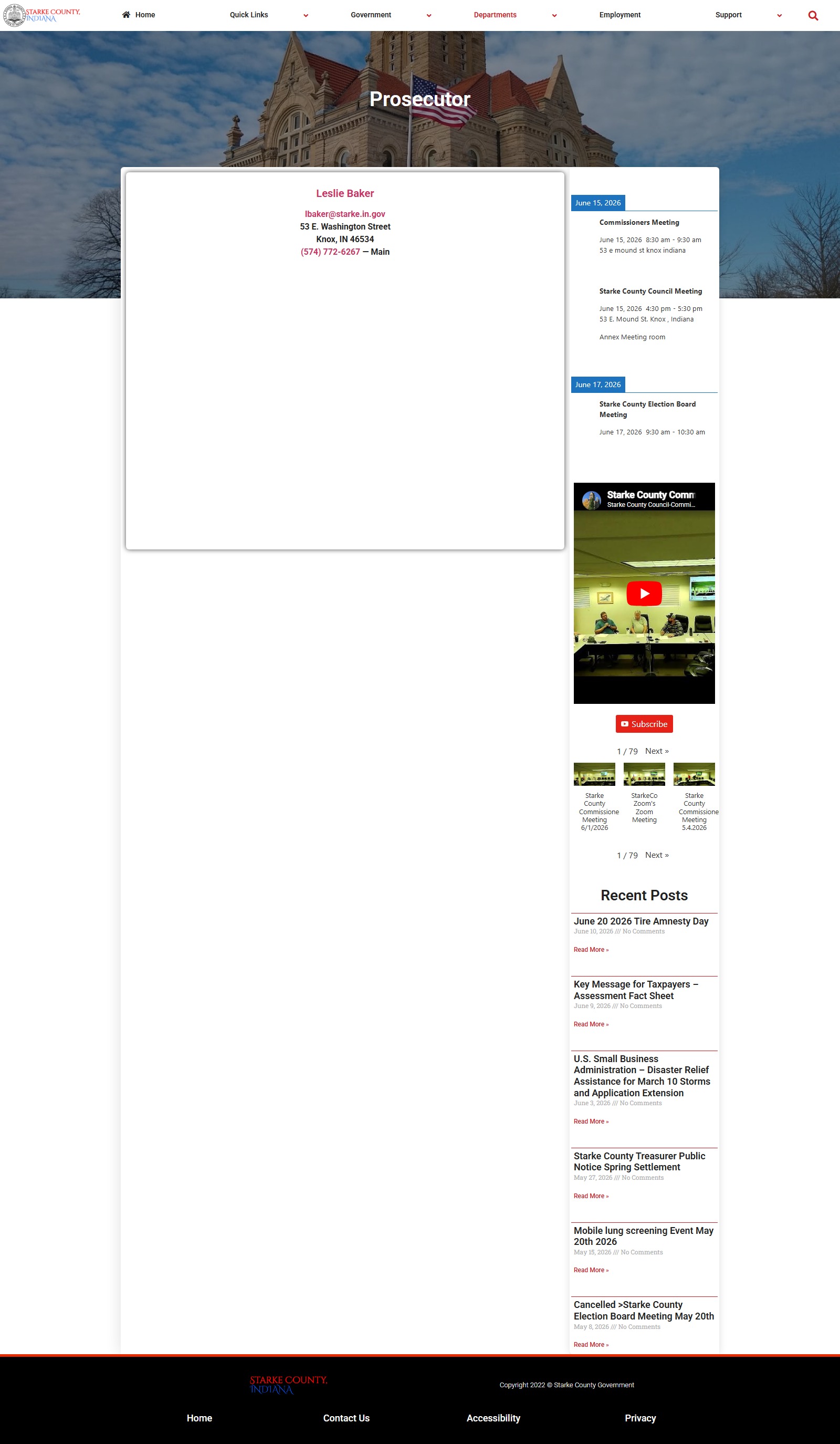 Starke County Prosecutor Leslie Baker contact page